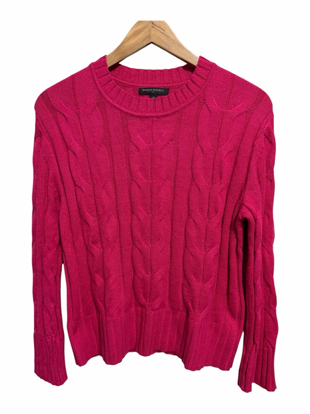 Banana Republic Women’s Cable Knit Crewneck Sweater - Fuchsia Pink Size M